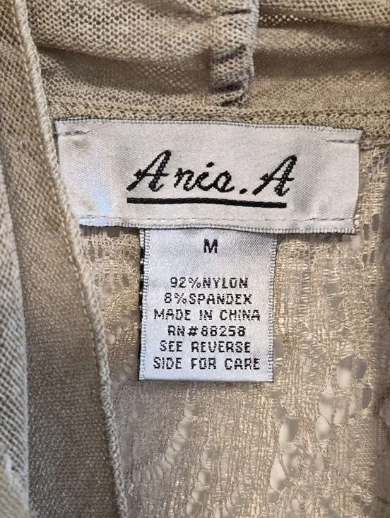 Vintage Ania A Sheer Lace Jacket Beige Asymmetrical Boho Whimsy Patchwork Sz M - Picture 12 of 13